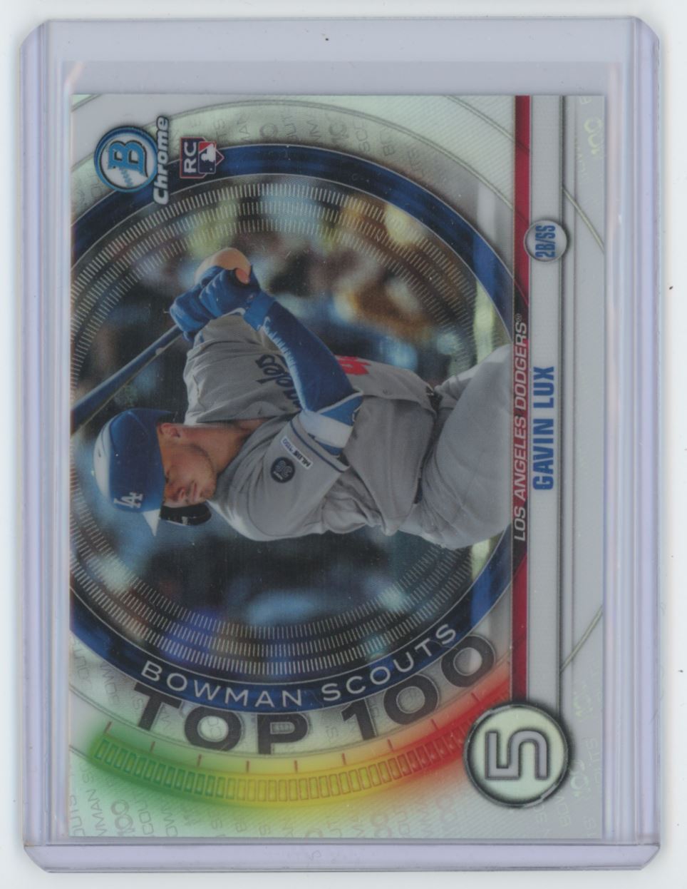 2020 Bowman Chrome Bowman Scouts Top 100 Gavin Lux Rookie .  Los Angeles Dodgers