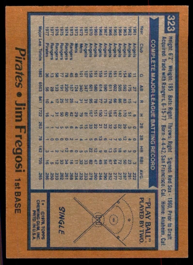 1978 Topps Jim Fregosi (103) Baseball Cards #323