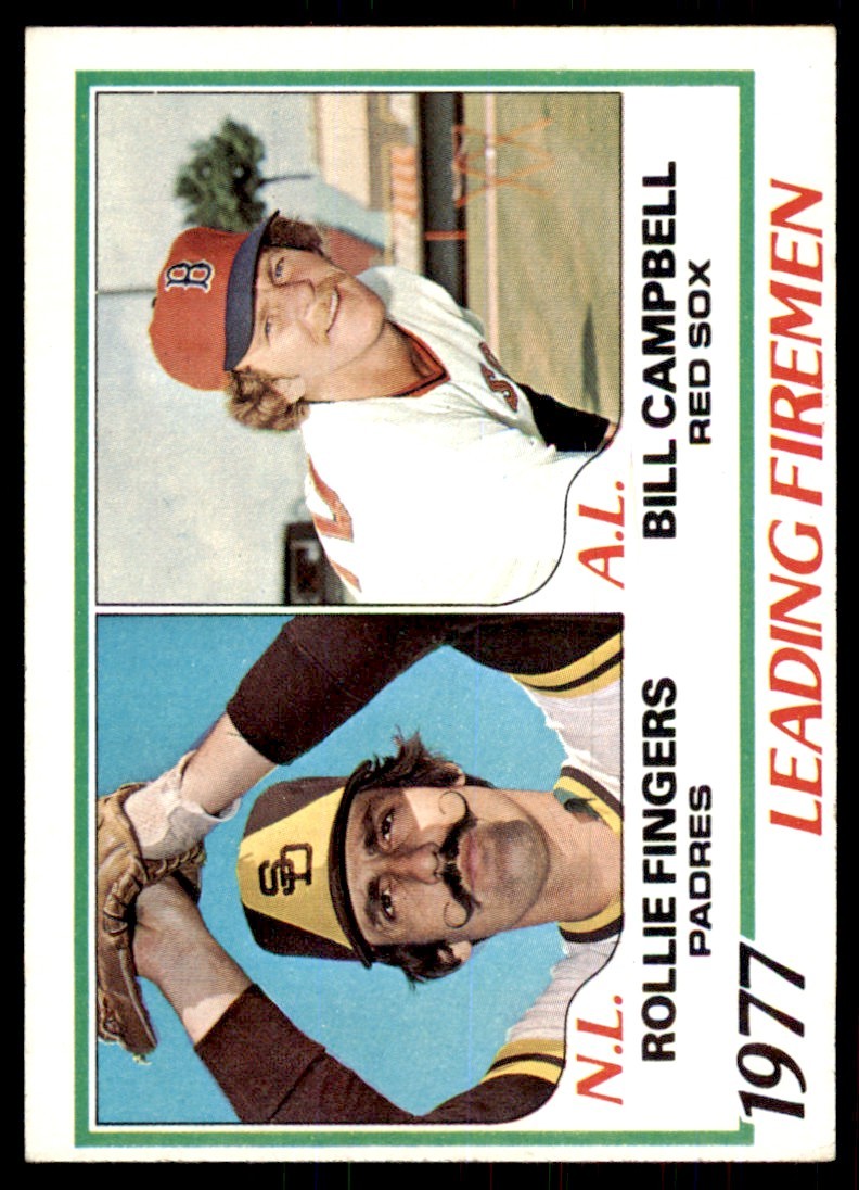 1978 Topps 1977 Leading Firemen - Rollie Fingers/Bill Campbell Baseball Cards