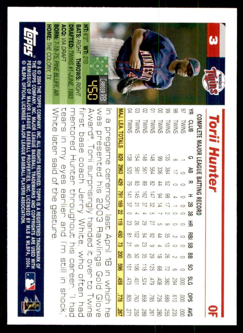 2005 Topps Torii Hunter Baseball Cards #3