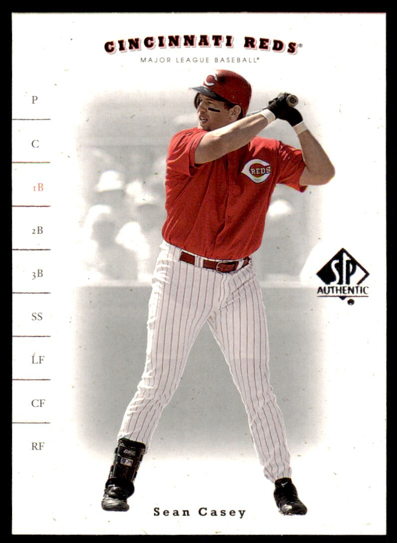 2001 UD SP Authentic Sean Casey . Cincinnati Reds #87