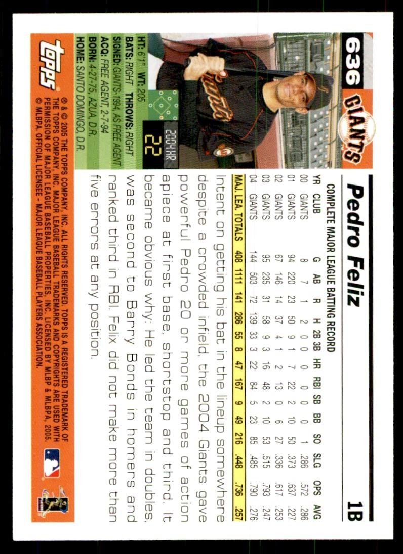 2005 Topps Pedro Feliz Baseball Cards #636