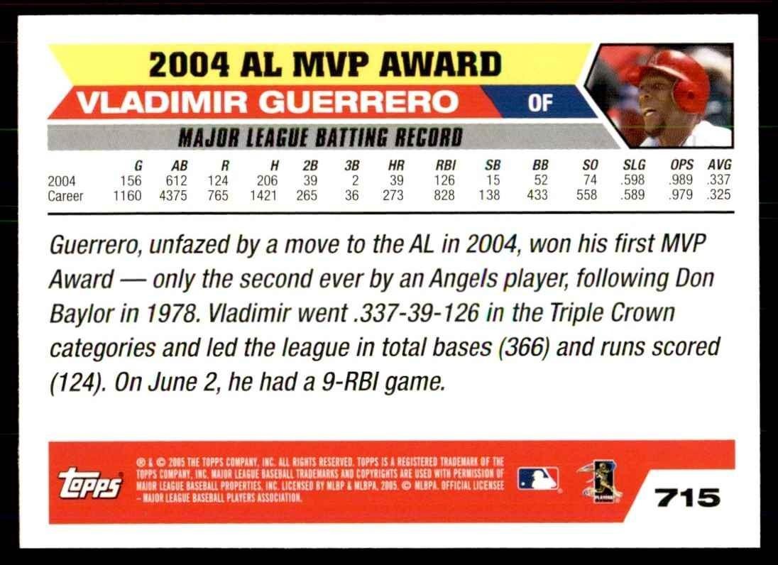 2005 Topps Vladimir Guerrero Baseball Cards #715