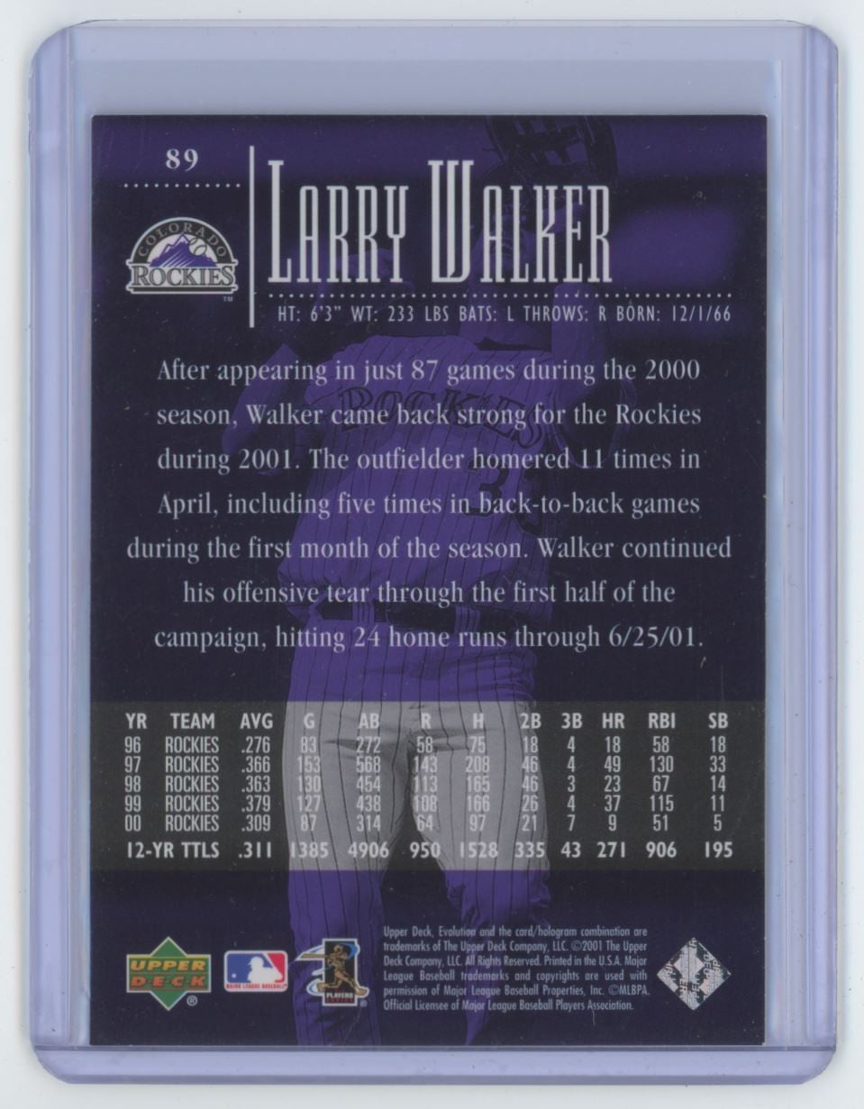 2001 Upper Deck Evolution Larry Walker . Colorado Rockies #89