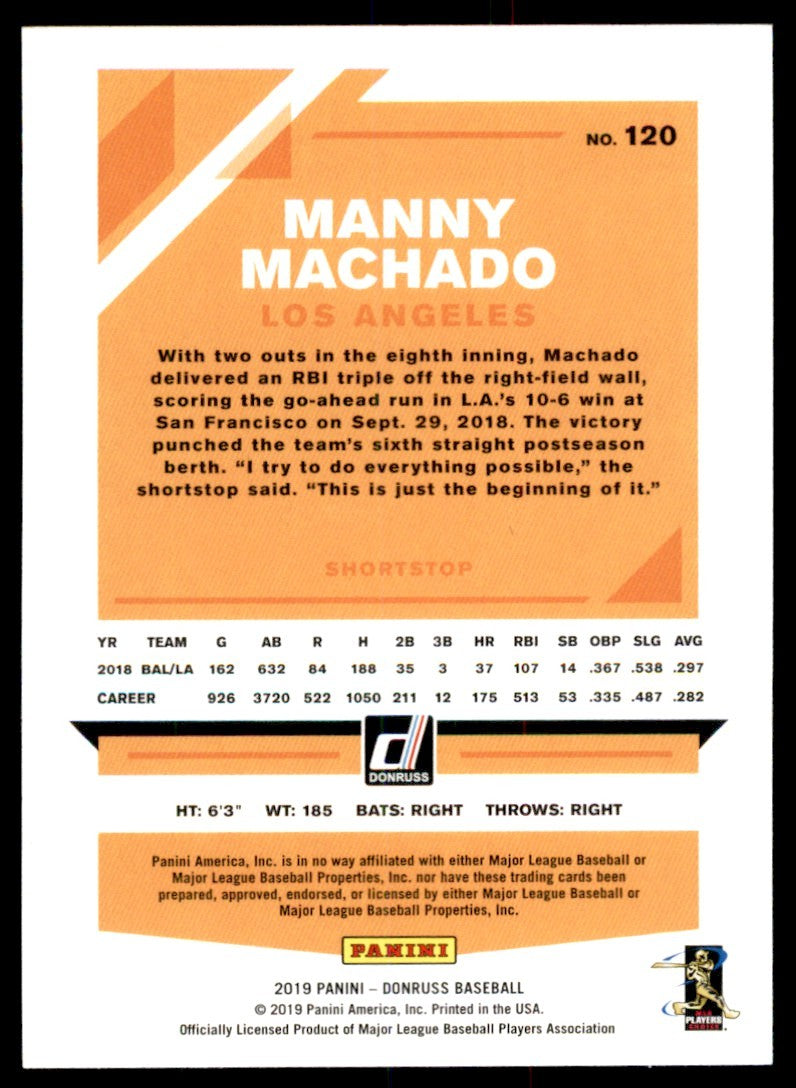 2019 Donruss Manny Machado . Los Angeles Dodgers #120