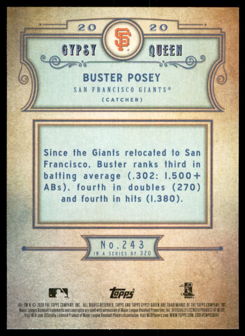 2020 Topps Gypsy Queen Buster Posey . San Francisco Giants #243