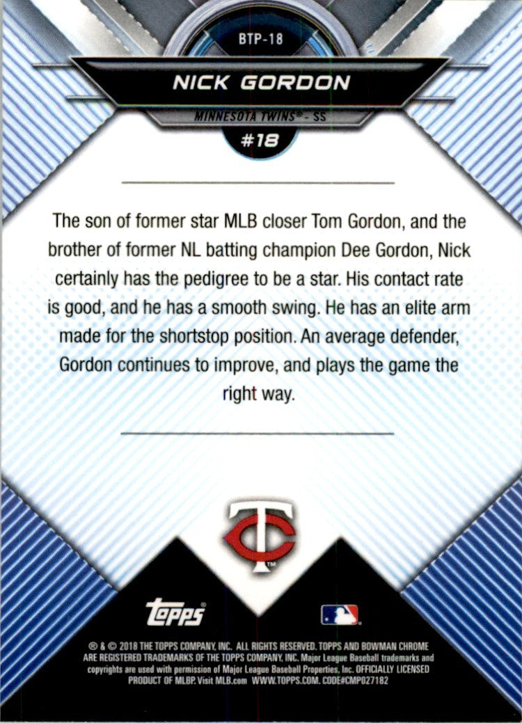 2018 Bowman Scouts' Top 100 Nick Gordon . Minnesota Twins #BTP-18