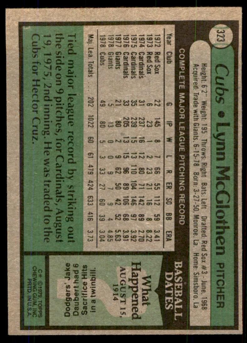 1979 Topps Lynn McGlothen Baseball Cards #323