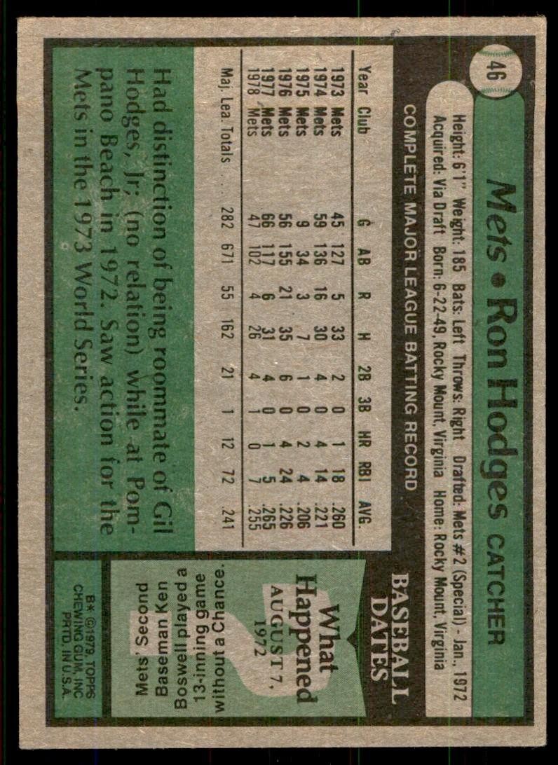 1979 Topps Ron Hodges Baseball Cards #46