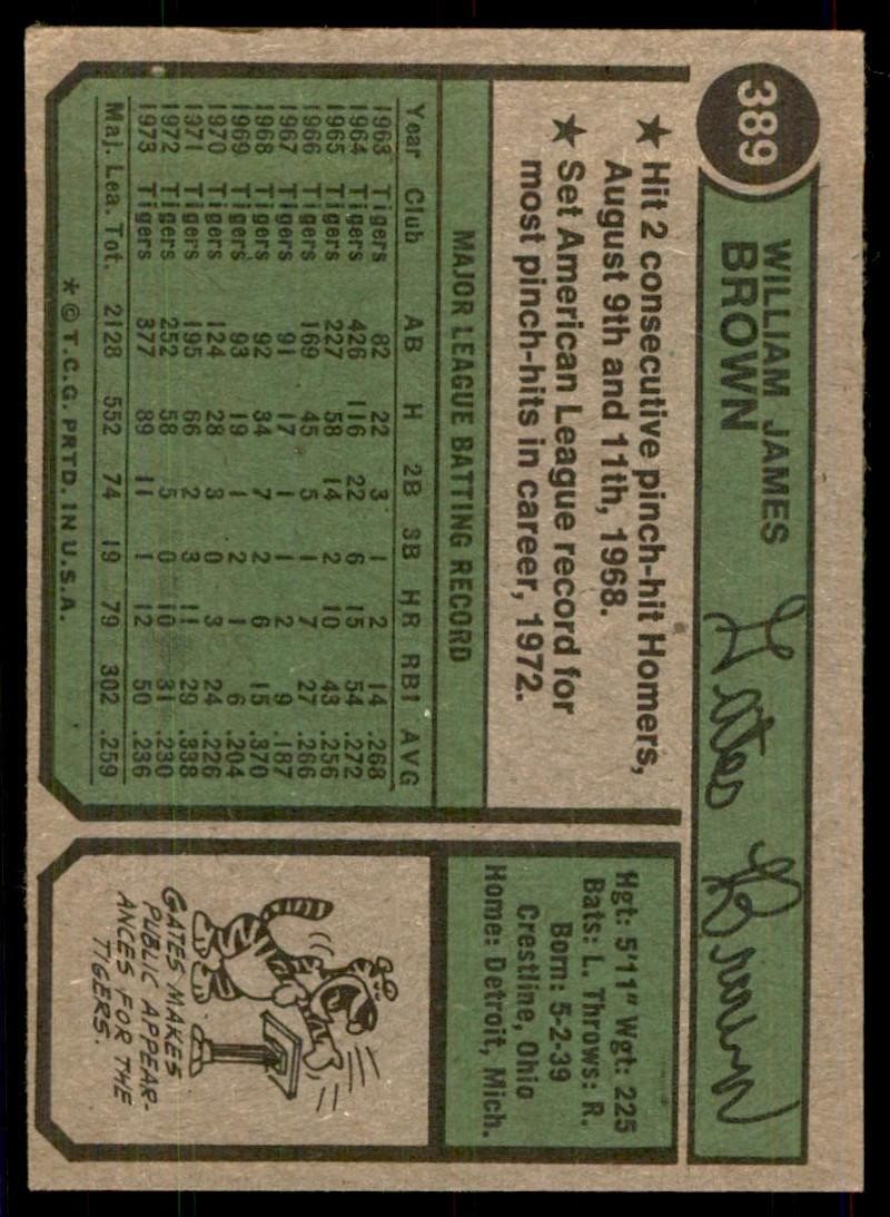 1974 Topps- Gates Brown A Baseball Cards #389