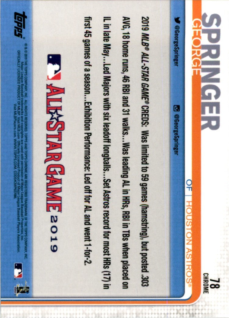 2019 Topps Chrome George Springer . Houston Astros #78