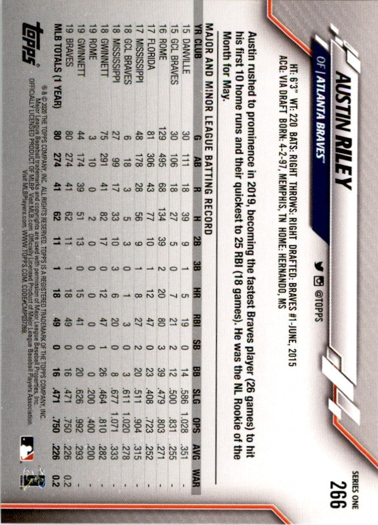 2020 Topps Austin Riley . Atlanta Braves #266