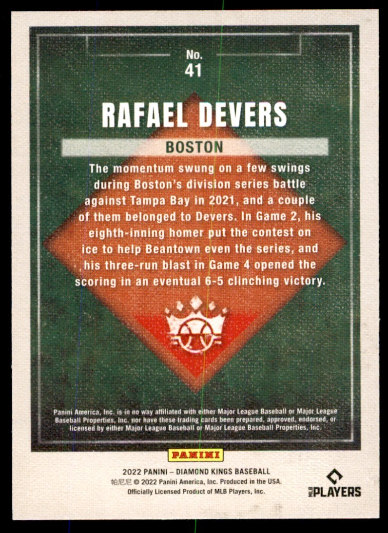 2022 Panini Diamond Kings Rafael Devers Baseball Cards #41