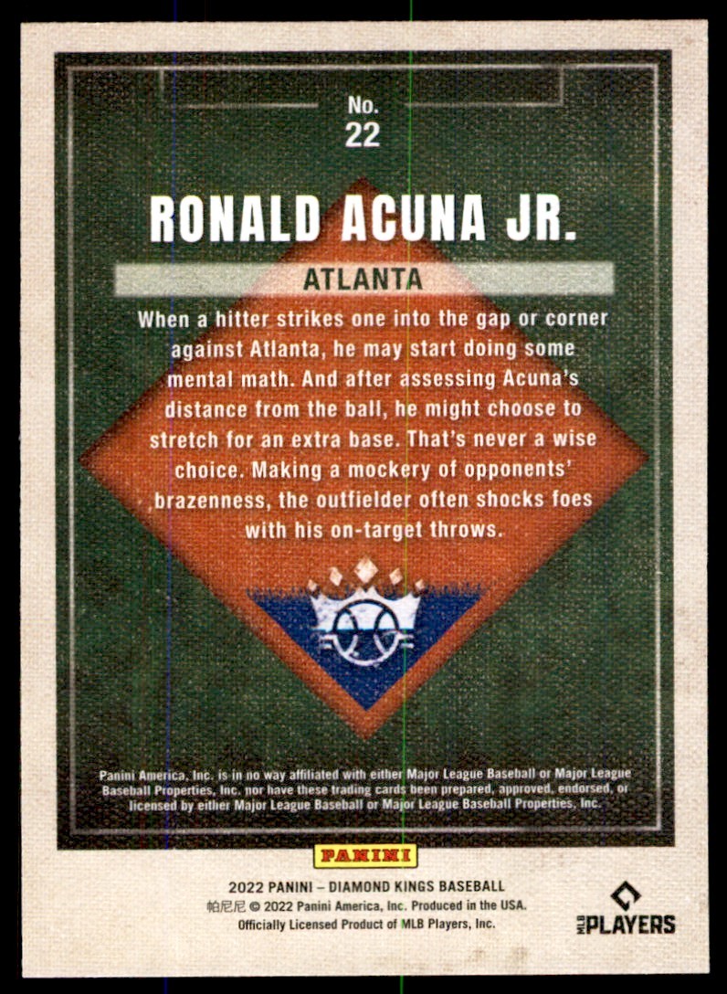 2022 Panini Diamond Kings Ronald Acuna Jr. Baseball Cards #22
