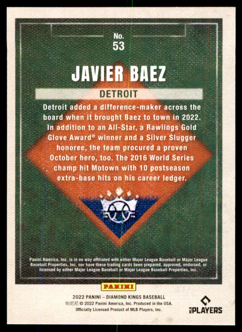 2022 Panini Diamond Kings Javier Baez Baseball Card #53