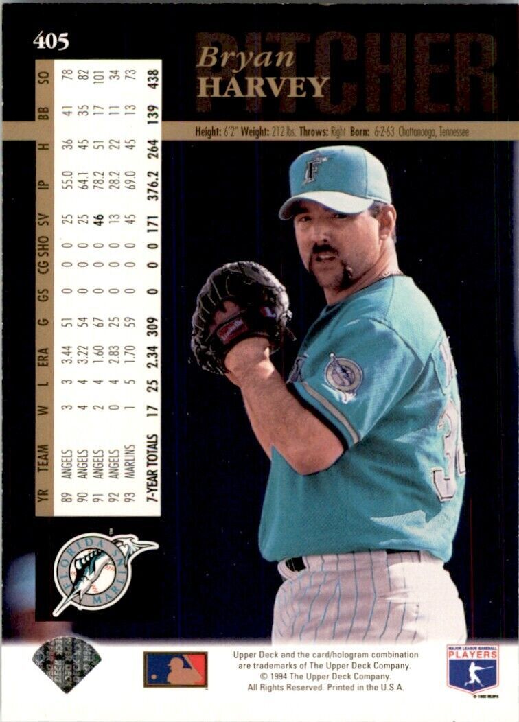 1994 Upper Deck Electric Diamond Bryan Harvey . Florida Marlins #405