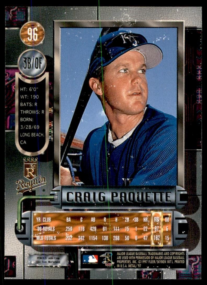 1997 Fleer Metal Universe Craig Paquette Baseball Cards #96