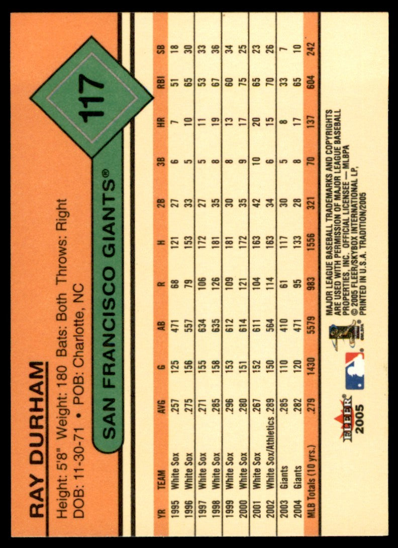 2005 Fleer Tradition Ray Durham . San Francisco Giants #117