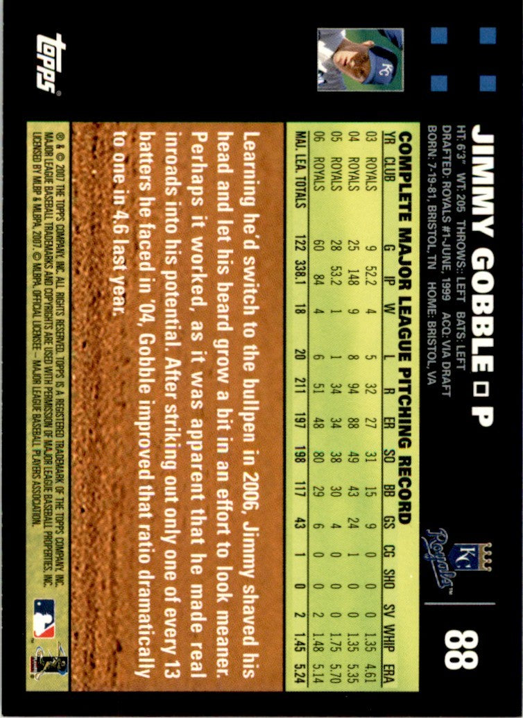 2007 Topps Jimmy Gobble . Kansas City Royals #88