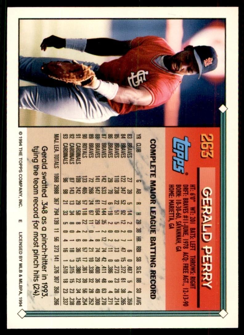 1994 Topps Gold Gerald Perry Baseball Cards #263