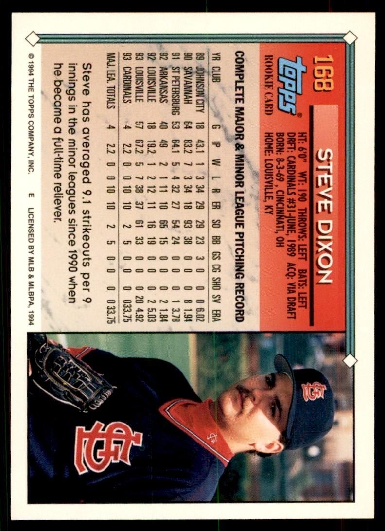 1994 Topps Gold. Steve Dixon Baseball Cards #168