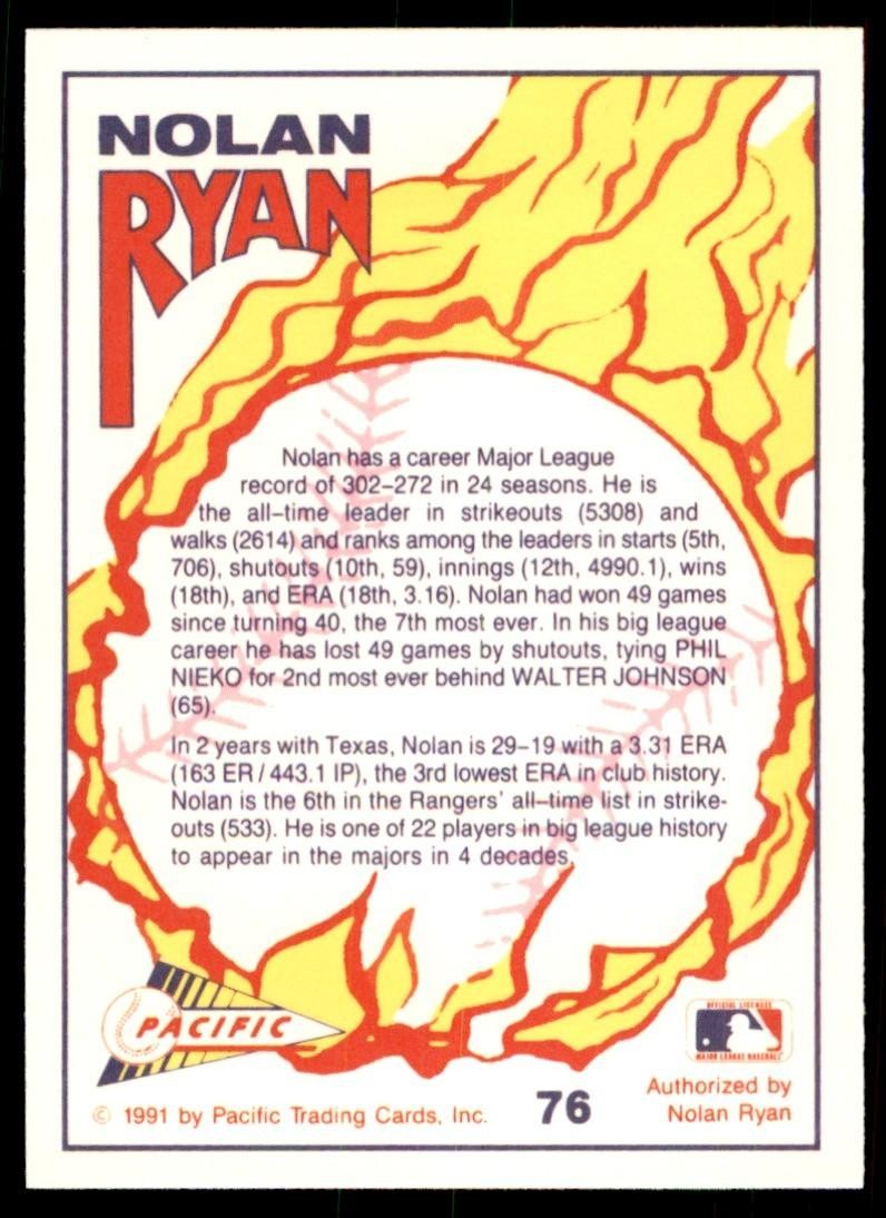 1991 Pacific Nolan Ryan Express 1991: Nolan's 25th Season Baseball Cards #76
