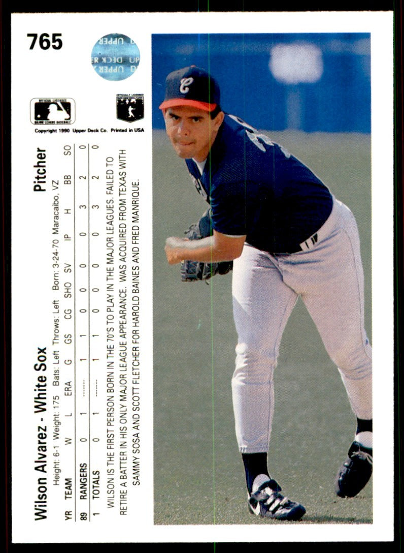 1990 Upper Deck High Series Wilson Alvarez Rookie . Chicago White Sox #765