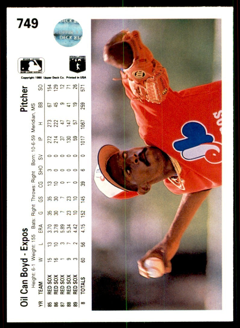 1990 Upper Deck High Series Oil Can Boyd . Montreal Expos #749