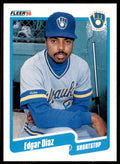 1990 Fleer Update Edgar Diaz Rookie . Milwaukee Brewers #U-105