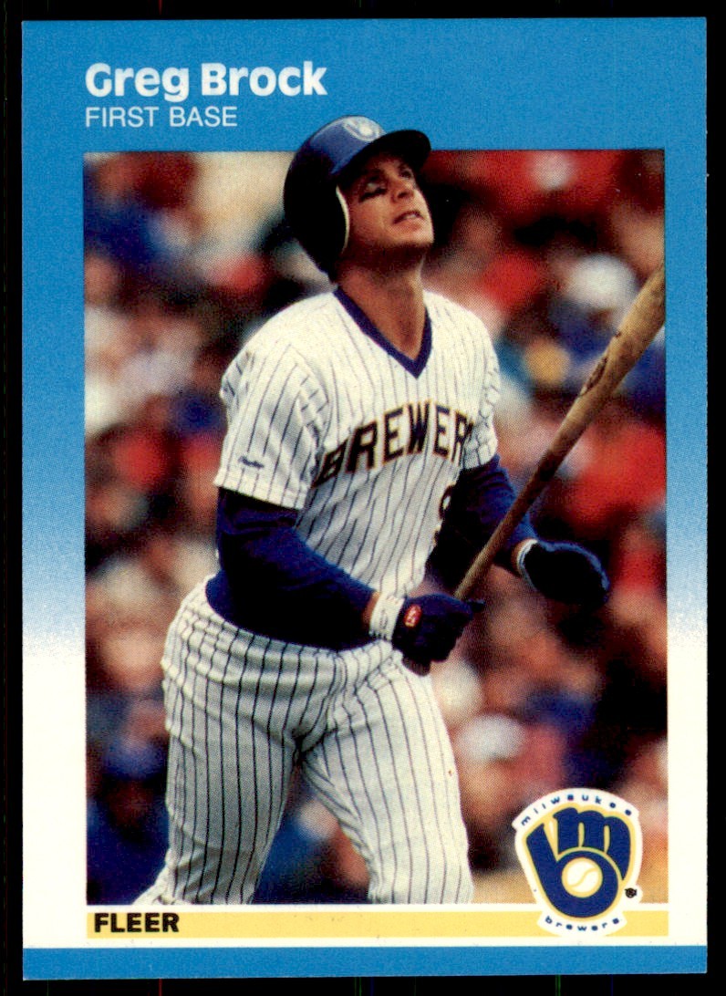 1987 Fleer Update Glossy Greg Brock . Milwaukee Brewers #U-9