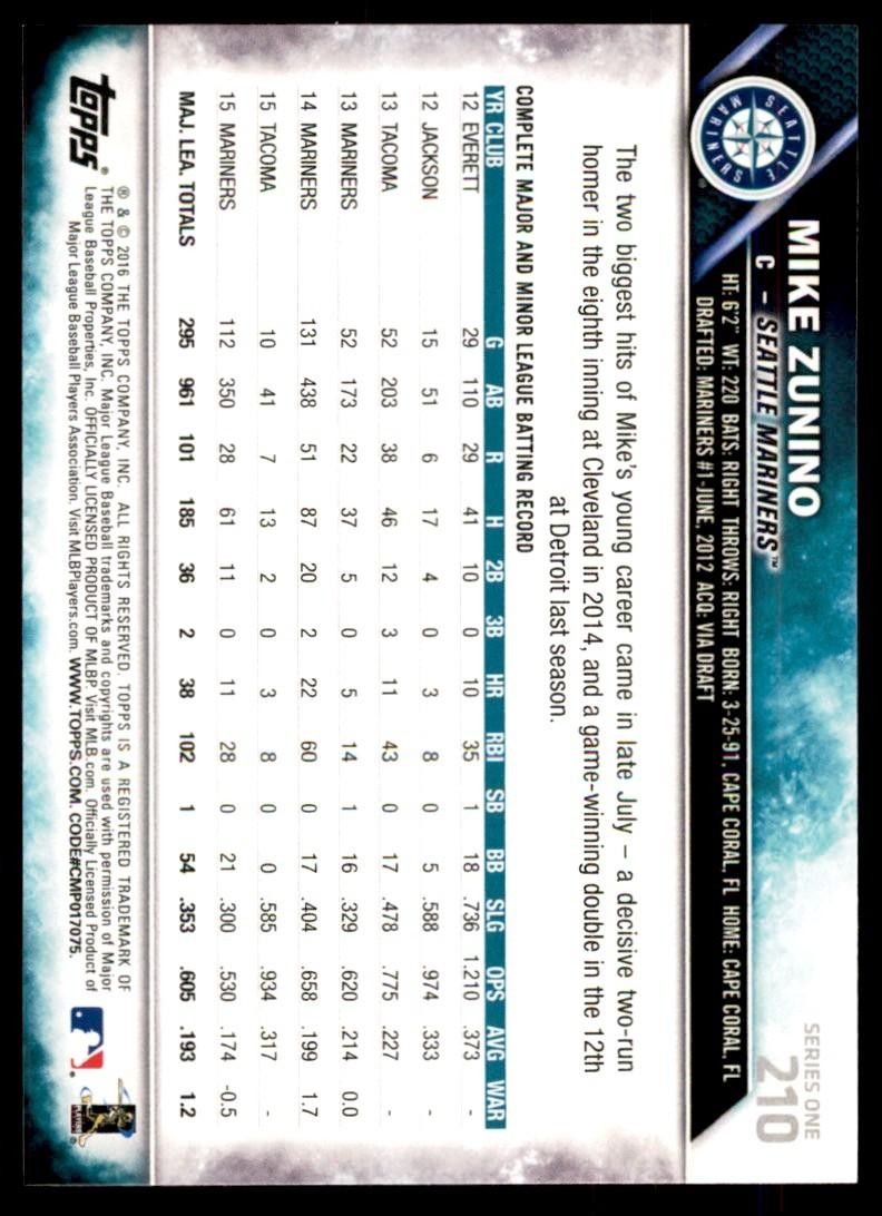 2016 Topps Mike Zunino A Baseball Cards #210