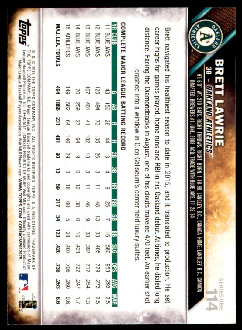 2016 Topps Brett Lawrie Baseball Cards #114