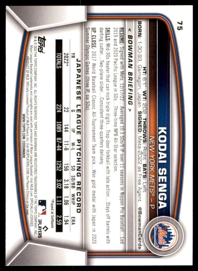 2023 Bowman Kodai Senga Baseball Cards #75