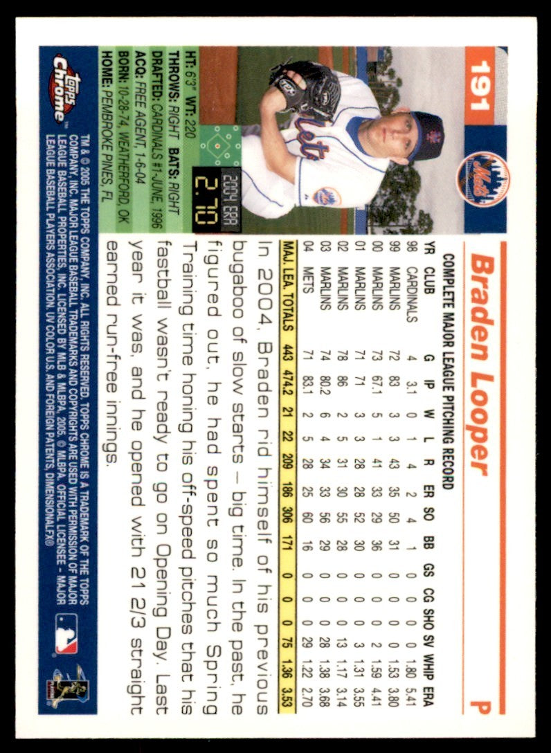 2005 Topps Chrome Braden Looper . New York Mets #191