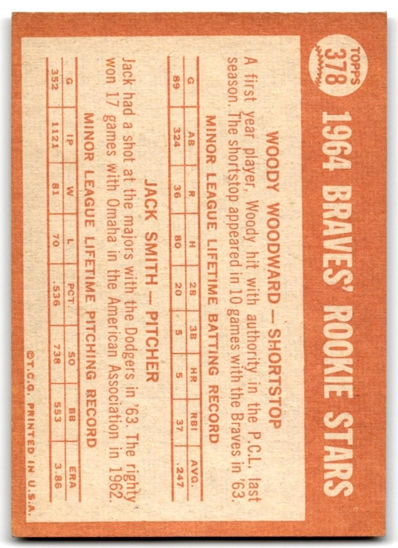1964 Topps Woddy Woodward/Jack Smith Rookie Baseball Cards #378