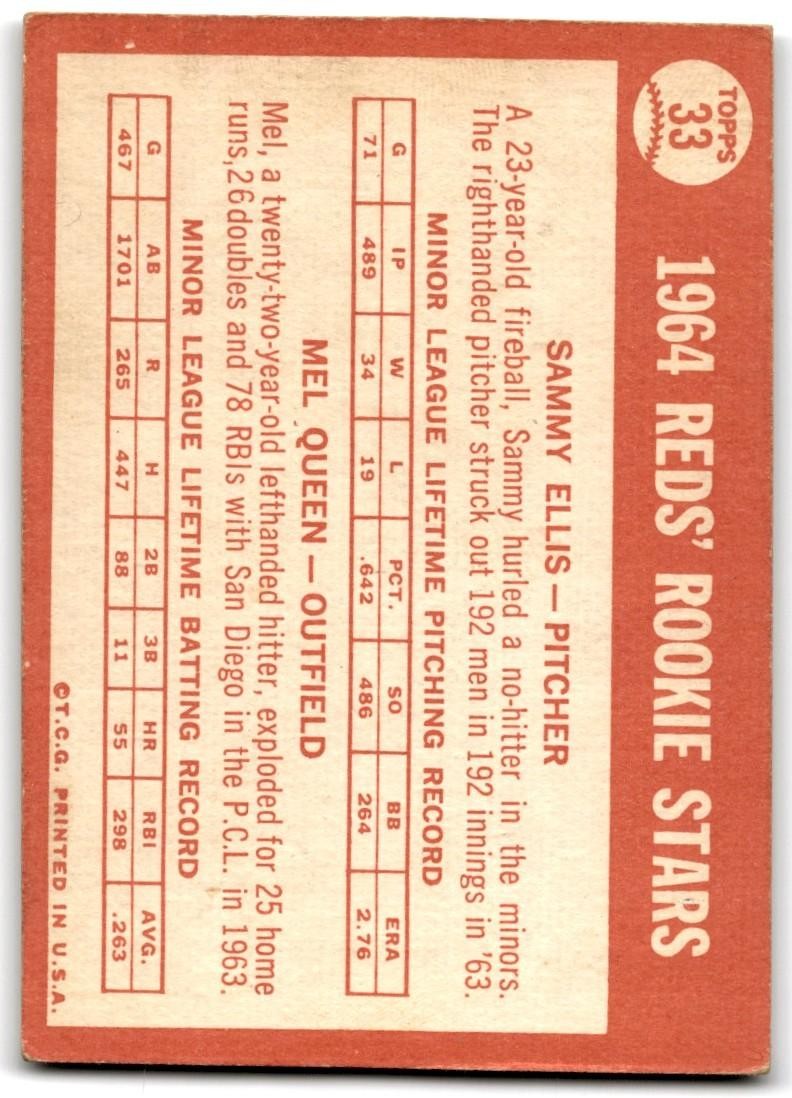 1964 Topps Sammy Ellis/Mel Queen Rookie Baseball Cards #33