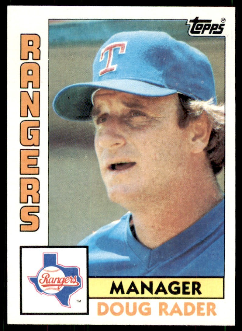 1984 Topps Doug Rader . Texas Rangers #412