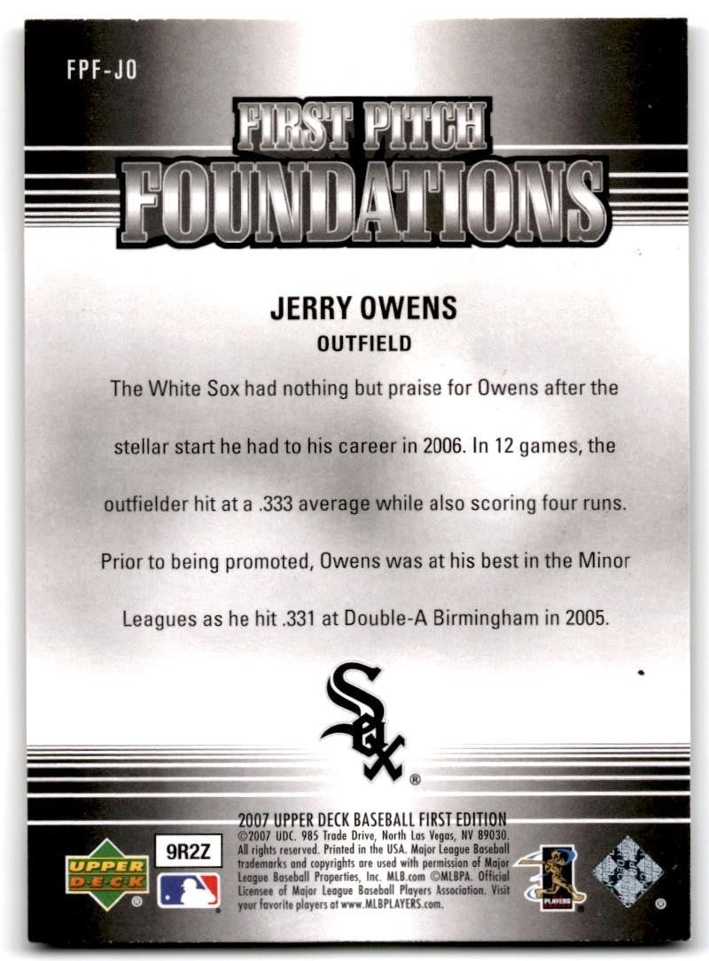 2007 Upper Deck First Edition Jerry Owens Baseball Cards #FPF-JO