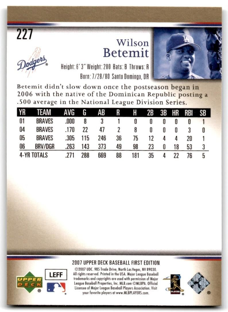 2007 Upper Deck First Edition Wilson Betemit Baseball Cards #227