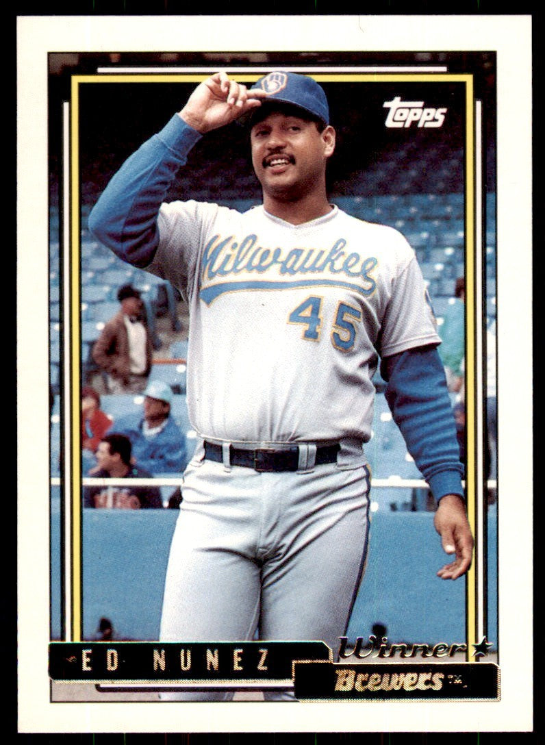 1992 Topps Gold Winners Edwin Nunez . Milwaukee Brewers #352