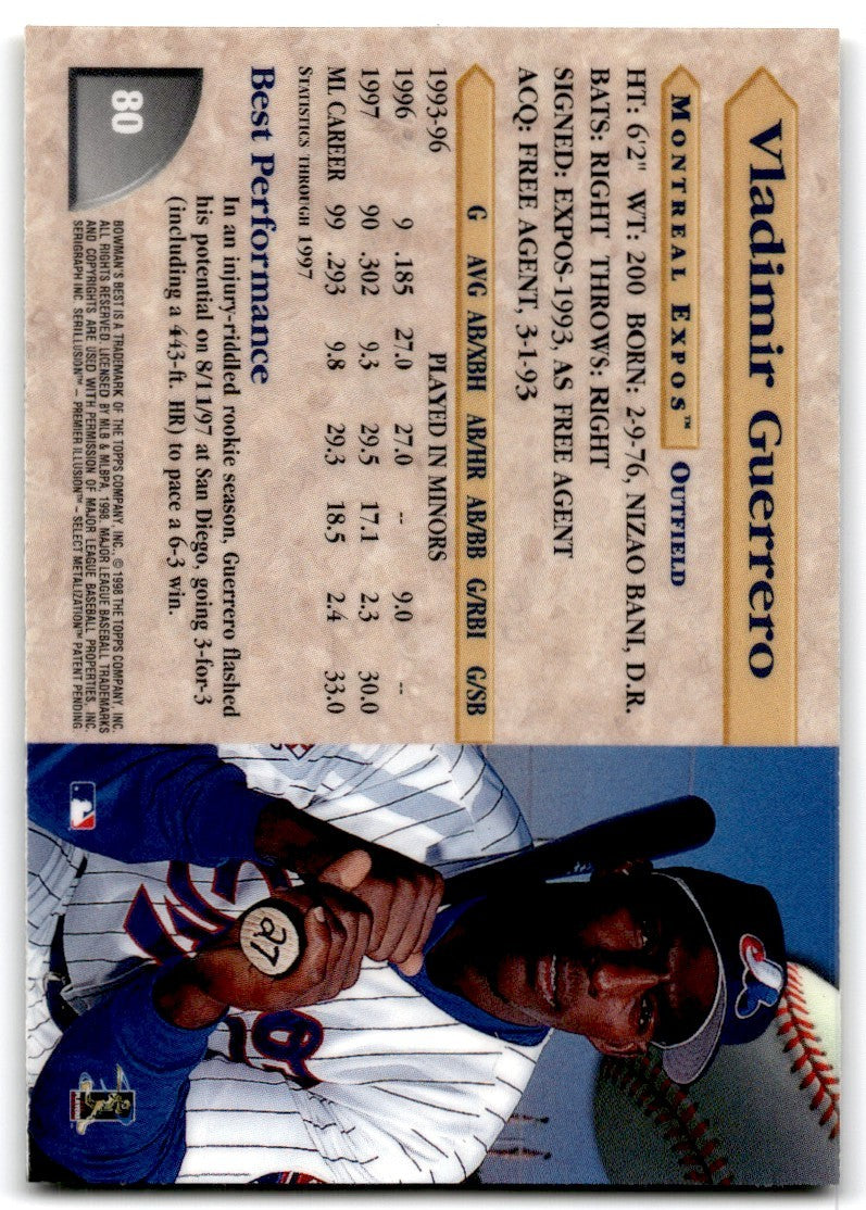 1998 Bowman's Best Vladimir Guerrero Baseball Cards #80