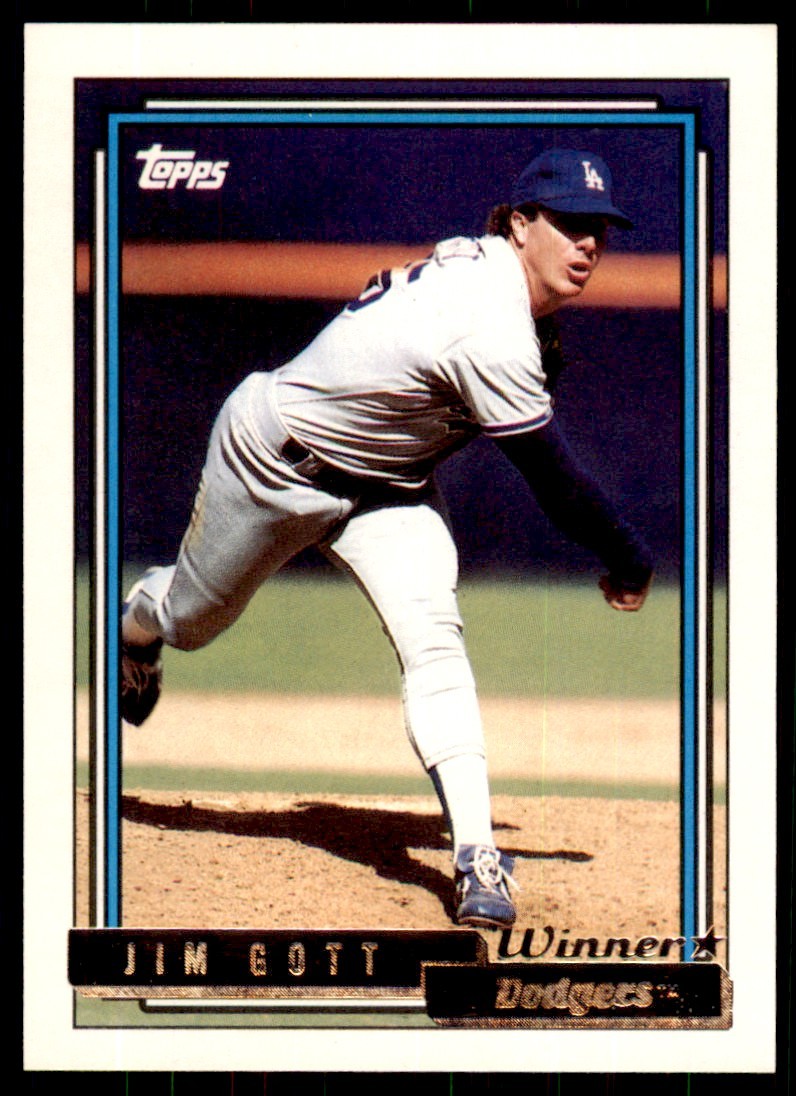 1992 Topps Gold Winners Jim Gott . Los Angeles Dodgers #517