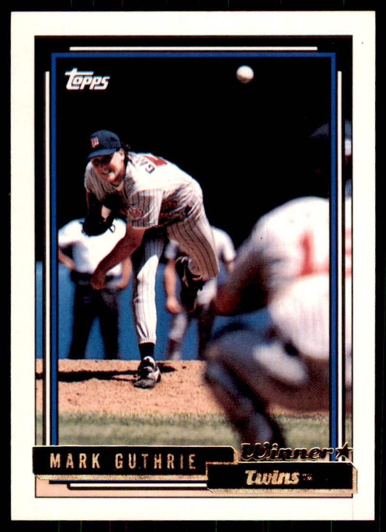 1992 Topps Gold Winners Mark Guthrie . Minnesota Twins #548