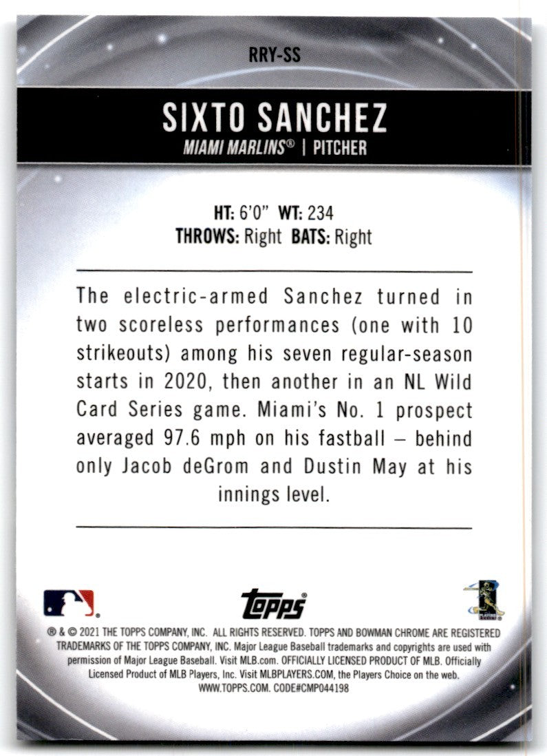 2021 Bowman Chrome Sixto Sanchez Rookie Baseball Cards #RRY-SS