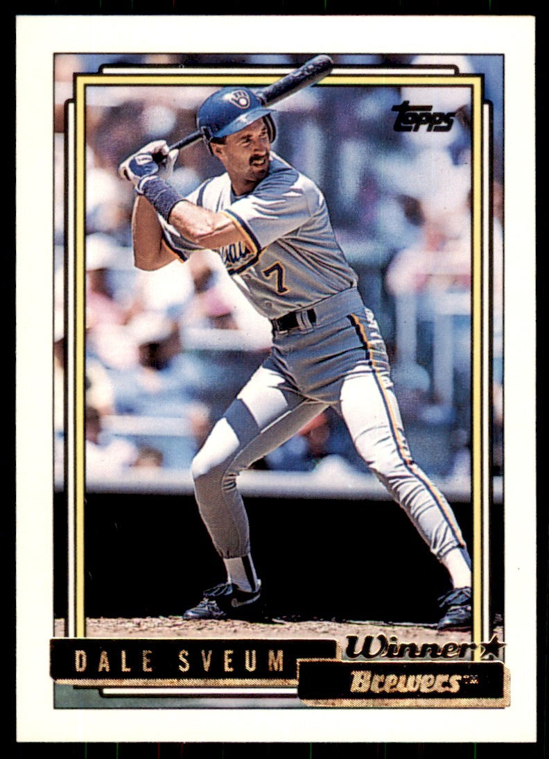 1992 Topps Gold Winners. Dale Sveum . Milwaukee Brewers #478