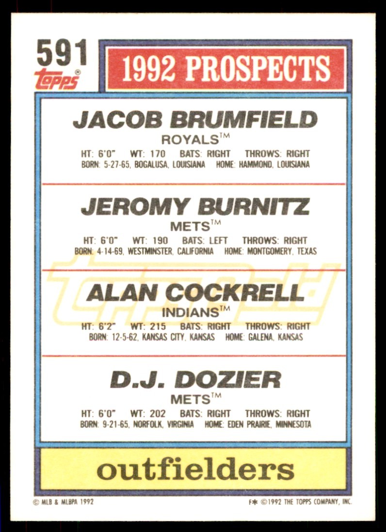1992 Topps.Gold Winners Jacob Brumfield/Jeromy Burnitz/Alan Cockrell/D.J. Dozier