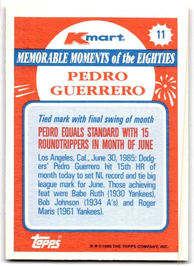 1988 Topps Kmart Pedro Guerrero A Baseball Cards #11
