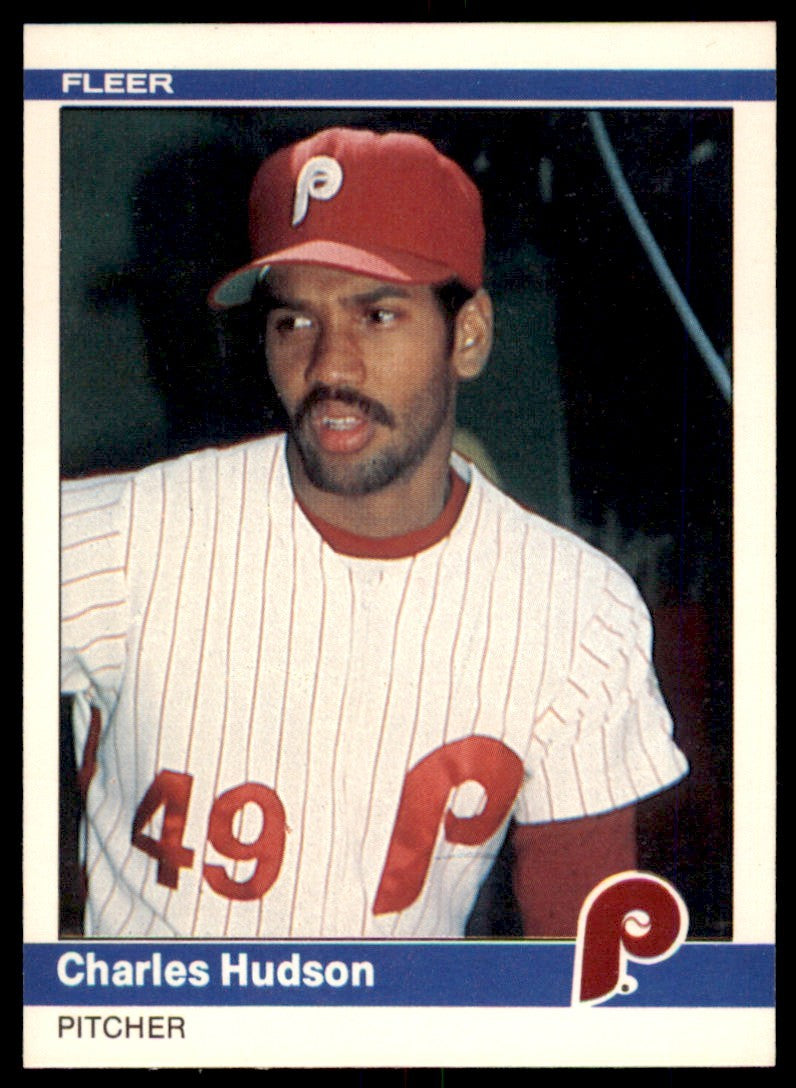 1984 Fleer Charles Hudson Rookie . Philadelphia Phillies #36