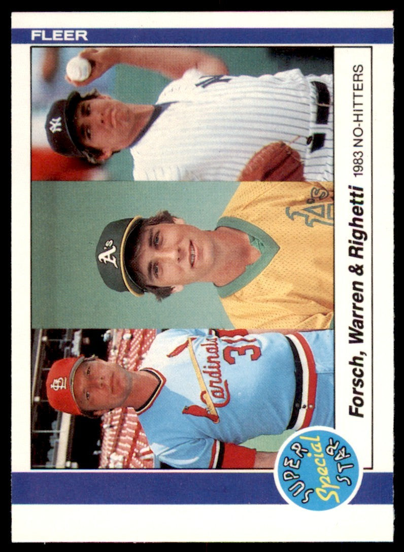 1984 Fleer Baseball Bob Forsch/Mike Warren/Dave Righetti . #639