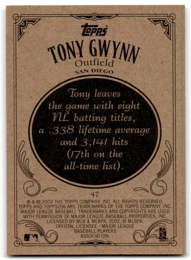 2002 Topps 206 Tony Gwynn Baseball Cards #47